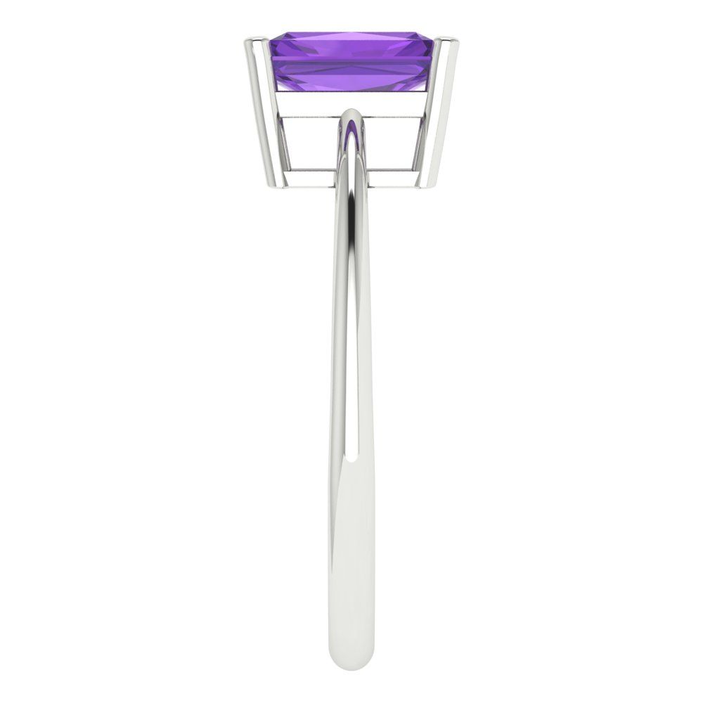 1 cttw Natural Amethyst Solitaire  Engagement Ring - Solid Gold (Radiant Cut,7x5mm)