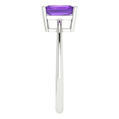 1 cttw Natural Amethyst Solitaire  Engagement Ring - Solid Gold (Radiant Cut,7x5mm)