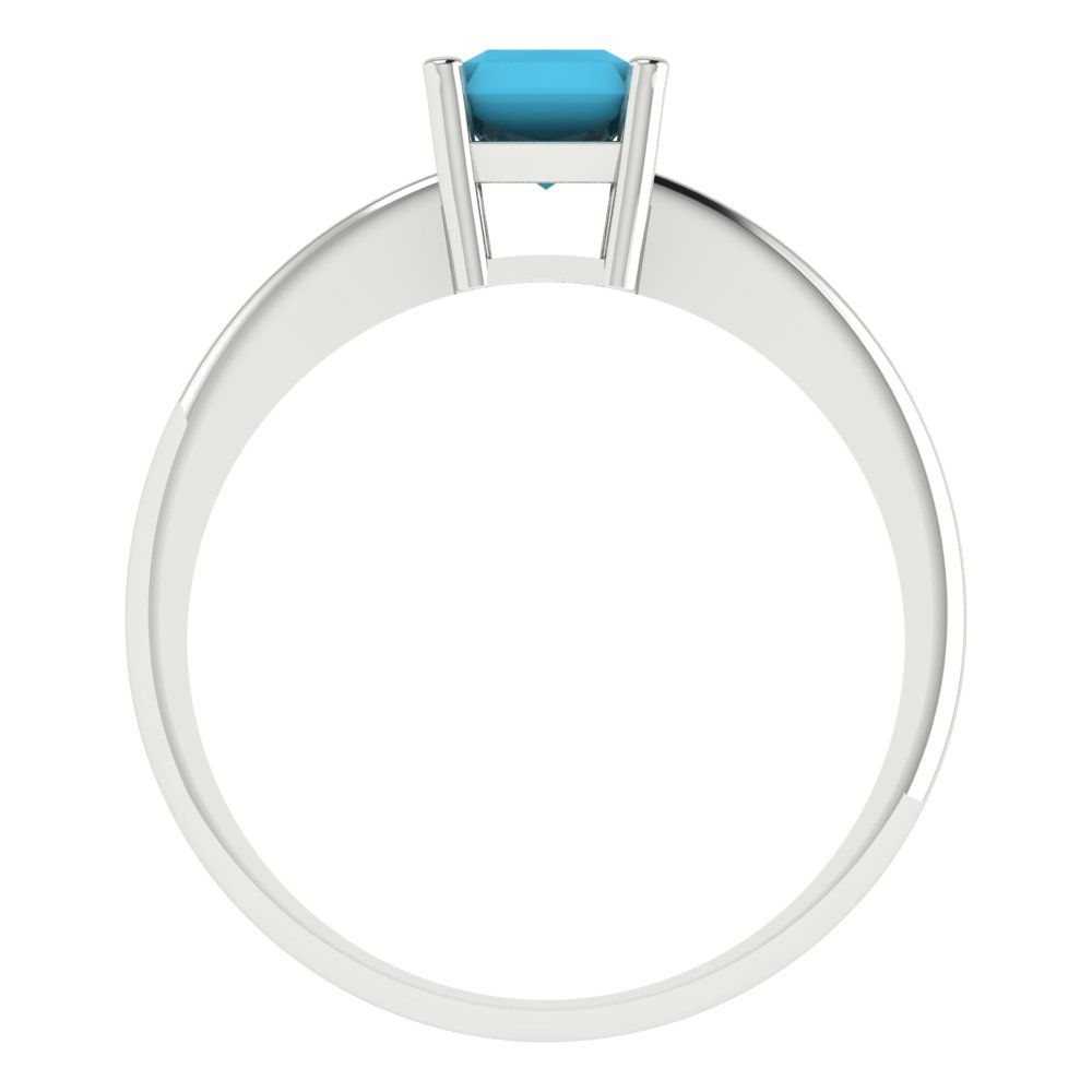 1 cttw Simulated Turquoise Solitaire  Engagement Ring - Solid Gold (Radiant Cut,7x5mm)