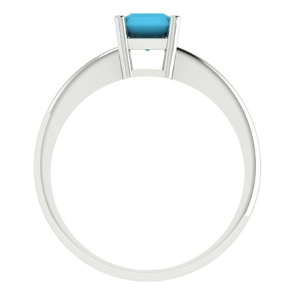 1 cttw Simulated Turquoise Solitaire  Engagement Ring - Solid Gold (Radiant Cut,7x5mm)