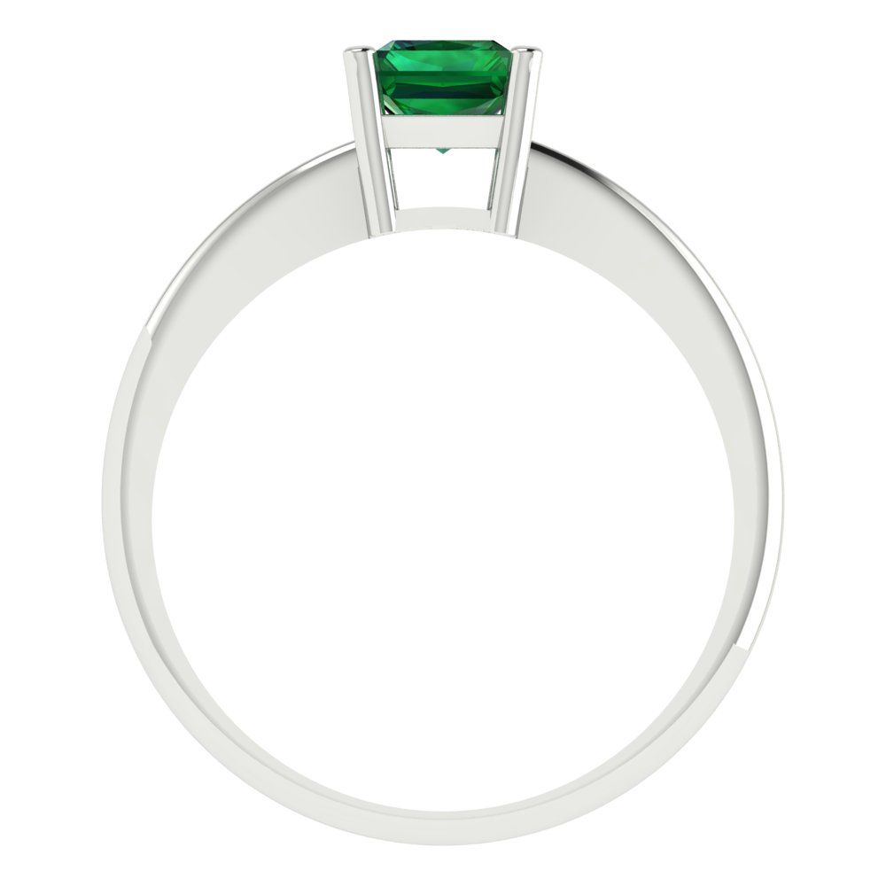 1 cttw Simulated Emerald Solitaire  Engagement Ring - Solid Gold (Radiant Cut,7x5mm)