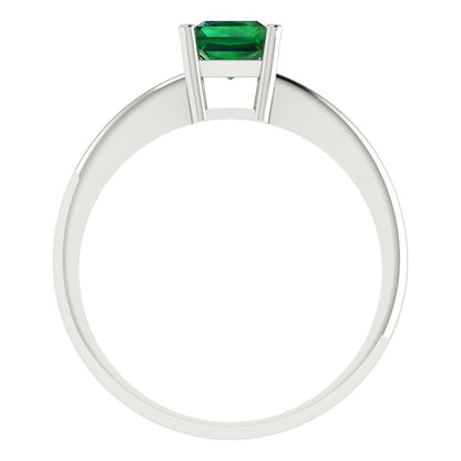 1 cttw Simulated Emerald Solitaire  Engagement Ring - Solid Gold (Radiant Cut,7x5mm)