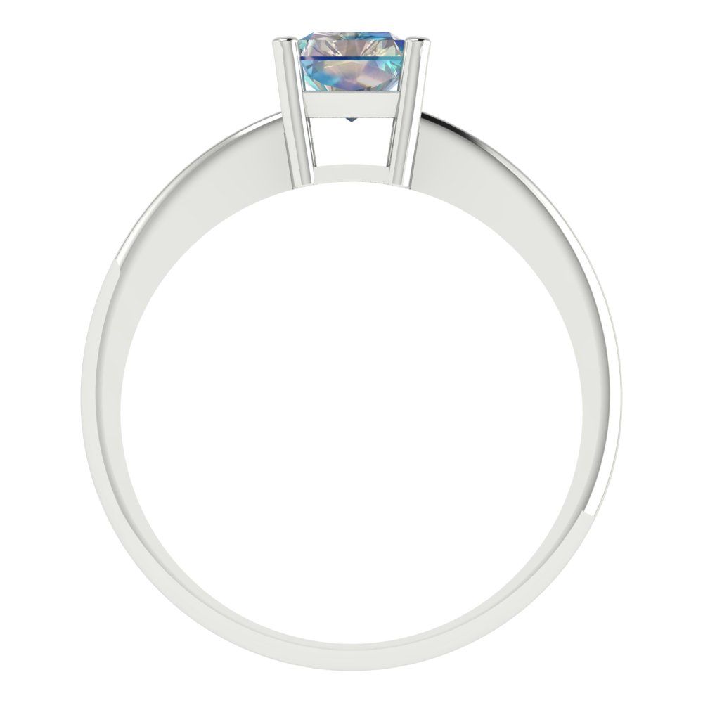 1 cttw Blue Moissanite Solitaire  Engagement Ring - Solid Gold (Radiant Cut,7x5mm)