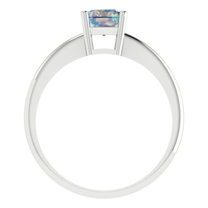 1 cttw Blue Moissanite Solitaire  Engagement Ring - Solid Gold (Radiant Cut,7x5mm)