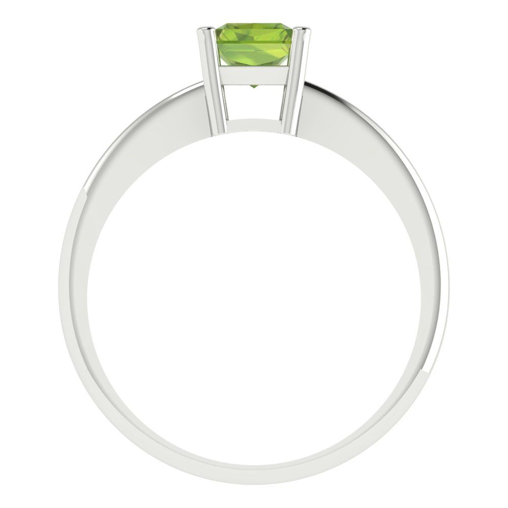 1 cttw Natural Peridot Solitaire  Engagement Ring - Solid Gold (Radiant Cut,7x5mm)