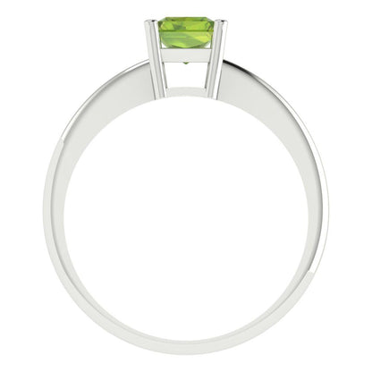 1 cttw Natural Peridot Solitaire  Engagement Ring - Solid Gold (Radiant Cut,7x5mm)