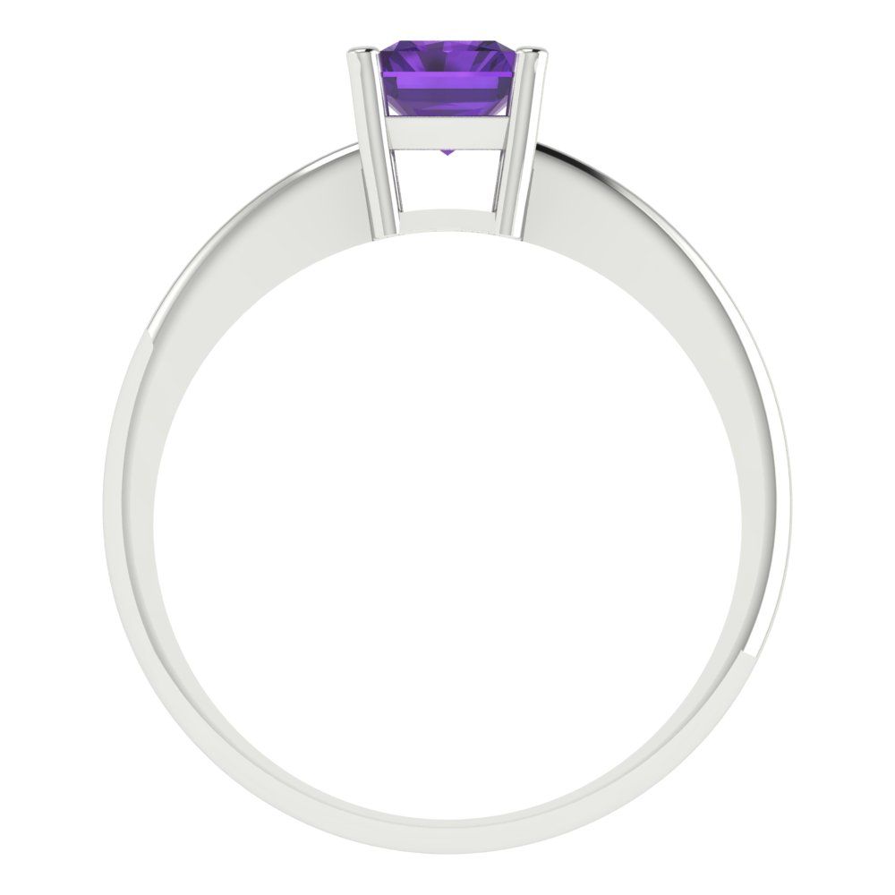 1 cttw Natural Amethyst Solitaire  Engagement Ring - Solid Gold (Radiant Cut,7x5mm)