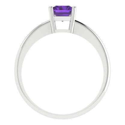 1 cttw Natural Amethyst Solitaire  Engagement Ring - Solid Gold (Radiant Cut,7x5mm)