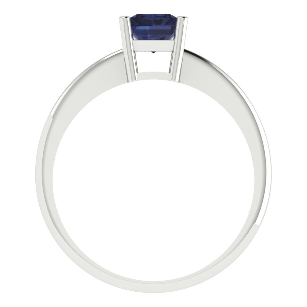 1 cttw Simulated Blue Sapphire Solitaire  Engagement Ring - Solid Gold (Radiant Cut,7x5mm)