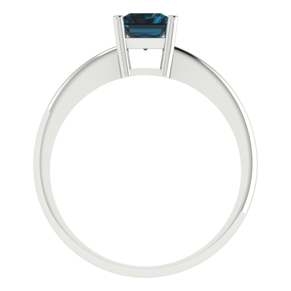 1 cttw Natural London Blue Topaz Solitaire  Engagement Ring - Solid Gold (Radiant Cut,7x5mm)