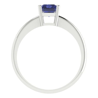 1 cttw Simulated Tanzanite Solitaire  Engagement Ring - Solid Gold (Radiant Cut,7x5mm)