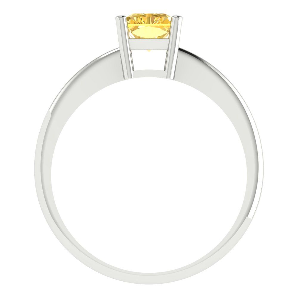 1 cttw Zirconia Simulated Yellow Diamond Solitaire  Engagement Ring - Solid Gold (VVS1, Radiant Cut,7x5mm)