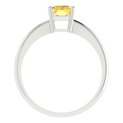 1 cttw Zirconia Simulated Yellow Diamond Solitaire  Engagement Ring - Solid Gold (VVS1, Radiant Cut,7x5mm)