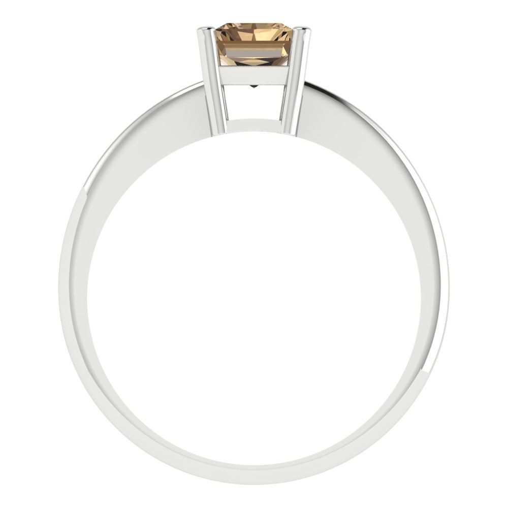 1 cttw Zirconia Simulated Champagne Diamond Solitaire  Engagement Ring - Solid Gold (VVS1, Radiant Cut,7x5mm)