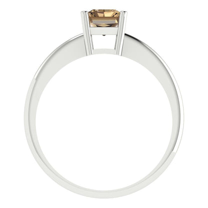 1 cttw Zirconia Simulated Champagne Diamond Solitaire  Engagement Ring - Solid Gold (VVS1, Radiant Cut,7x5mm)