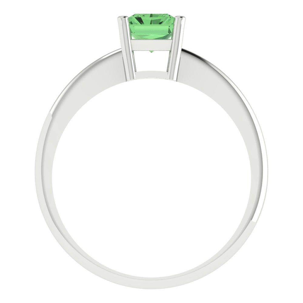 1 cttw Zirconia Simulated Green Diamond Solitaire  Engagement Ring - Solid Gold (VVS1, Radiant Cut,7x5mm)