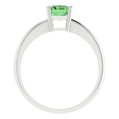 1 cttw Zirconia Simulated Green Diamond Solitaire  Engagement Ring - Solid Gold (VVS1, Radiant Cut,7x5mm)