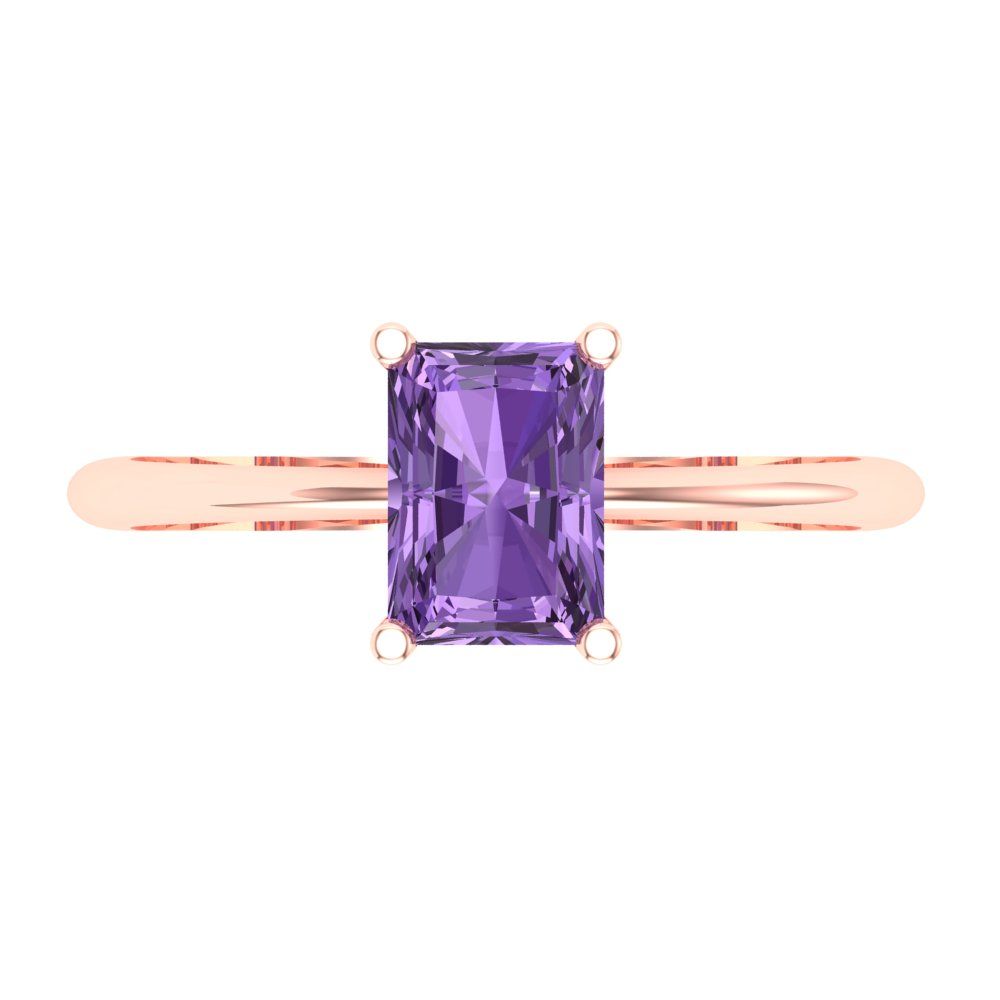 1 cttw Simulated Alexandrite Solitaire  Engagement Ring - Solid Gold (Radiant Cut,7x5mm)