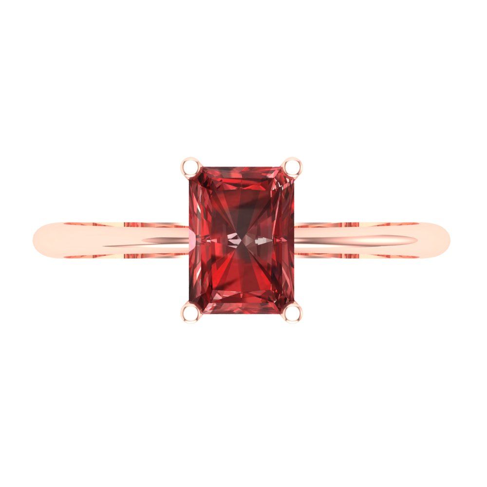 1 cttw Natural Garnet Solitaire  Engagement Ring - Solid Gold (Radiant Cut,7x5mm)