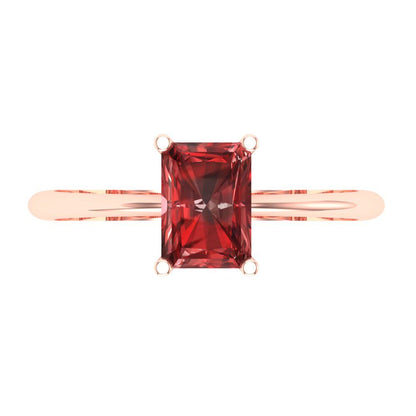 1 cttw Natural Garnet Solitaire  Engagement Ring - Solid Gold (Radiant Cut,7x5mm)
