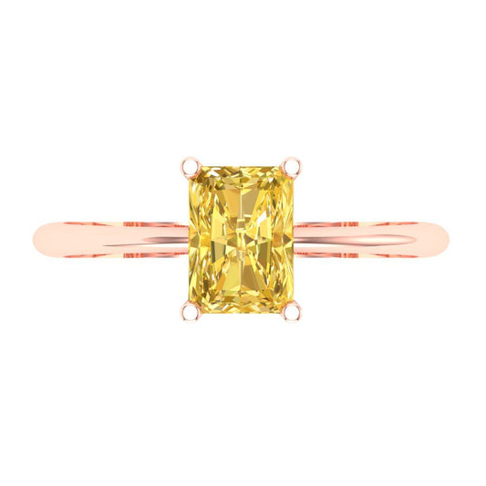1 cttw Natural Citrine Solitaire  Engagement Ring - Solid Rose Gold (VVS1, Radiant Cut,7x5mm)