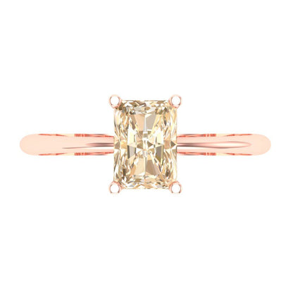 1 cttw Natural Morganite Solitaire  Engagement Ring - Solid Gold (Radiant Cut,7x5mm)