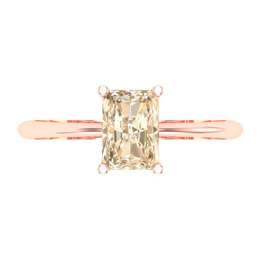 1 cttw Natural Morganite Solitaire  Engagement Ring - Solid Rose Gold (VVS1, Radiant Cut,7x5mm)