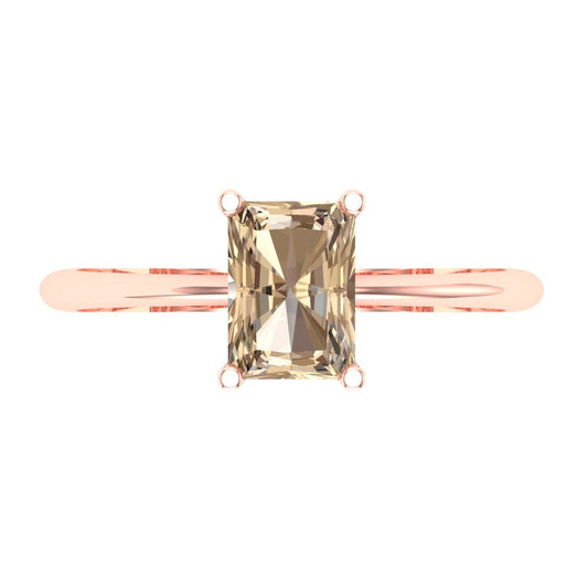 1 cttw Yellow Moissanite Solitaire  Engagement Ring - Solid Rose Gold (VVS1, Radiant Cut,7x5mm)