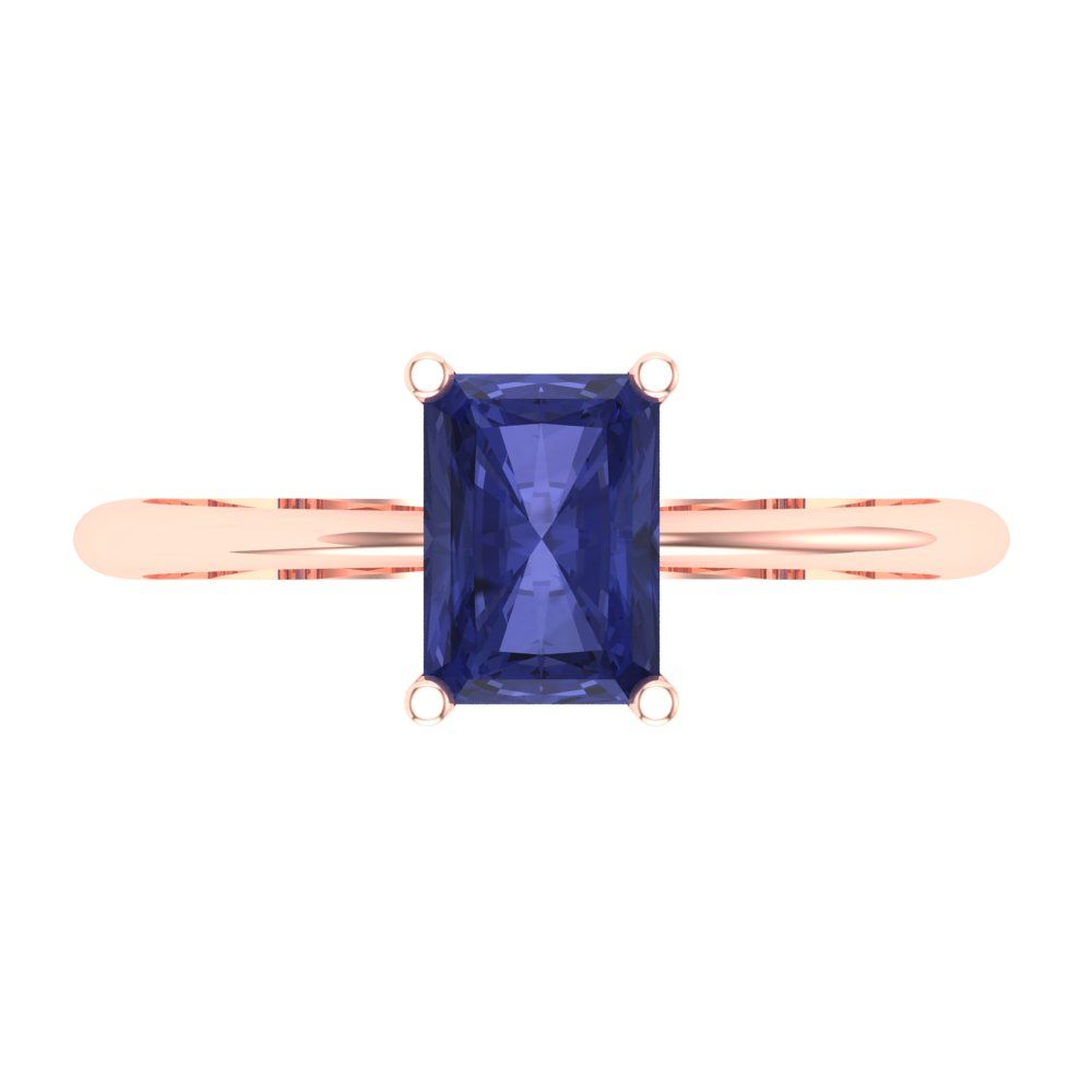 1 cttw Simulated Tanzanite Solitaire  Engagement Ring - Solid Gold (Radiant Cut,7x5mm)