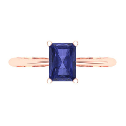 1 cttw Simulated Tanzanite Solitaire  Engagement Ring - Solid Gold (Radiant Cut,7x5mm)