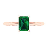 1.0 ct Brilliant Radiant Cut Simulated Emerald Stone Rose Gold Solitaire Ring