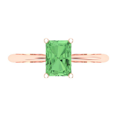 1 cttw Zirconia Simulated Green Diamond Solitaire  Engagement Ring - Solid Gold (VVS1, Radiant Cut,7x5mm)