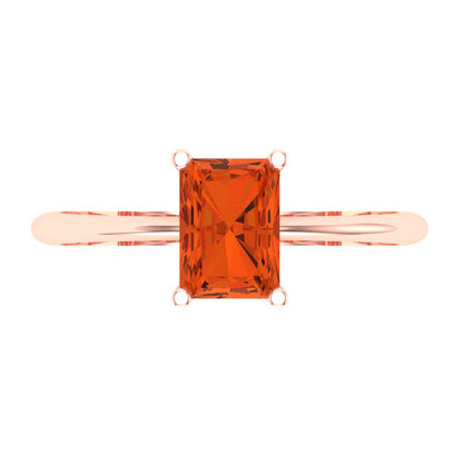 1 cttw Zirconia Simulated Red Diamond Solitaire  Engagement Ring - Solid Gold (VVS1, Radiant Cut,7x5mm)