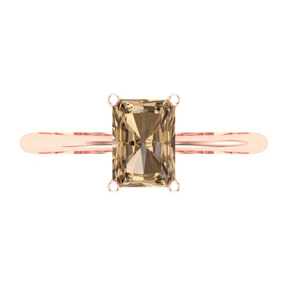 1 cttw Zirconia Simulated Champagne Diamond Solitaire  Engagement Ring - Solid Gold (VVS1, Radiant Cut,7x5mm)