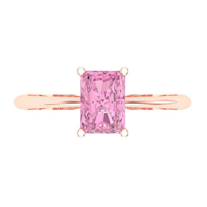 1 cttw Zirconia Simulated Pink Diamond Solitaire  Engagement Ring - Solid Gold (VVS1, Radiant Cut,7x5mm)
