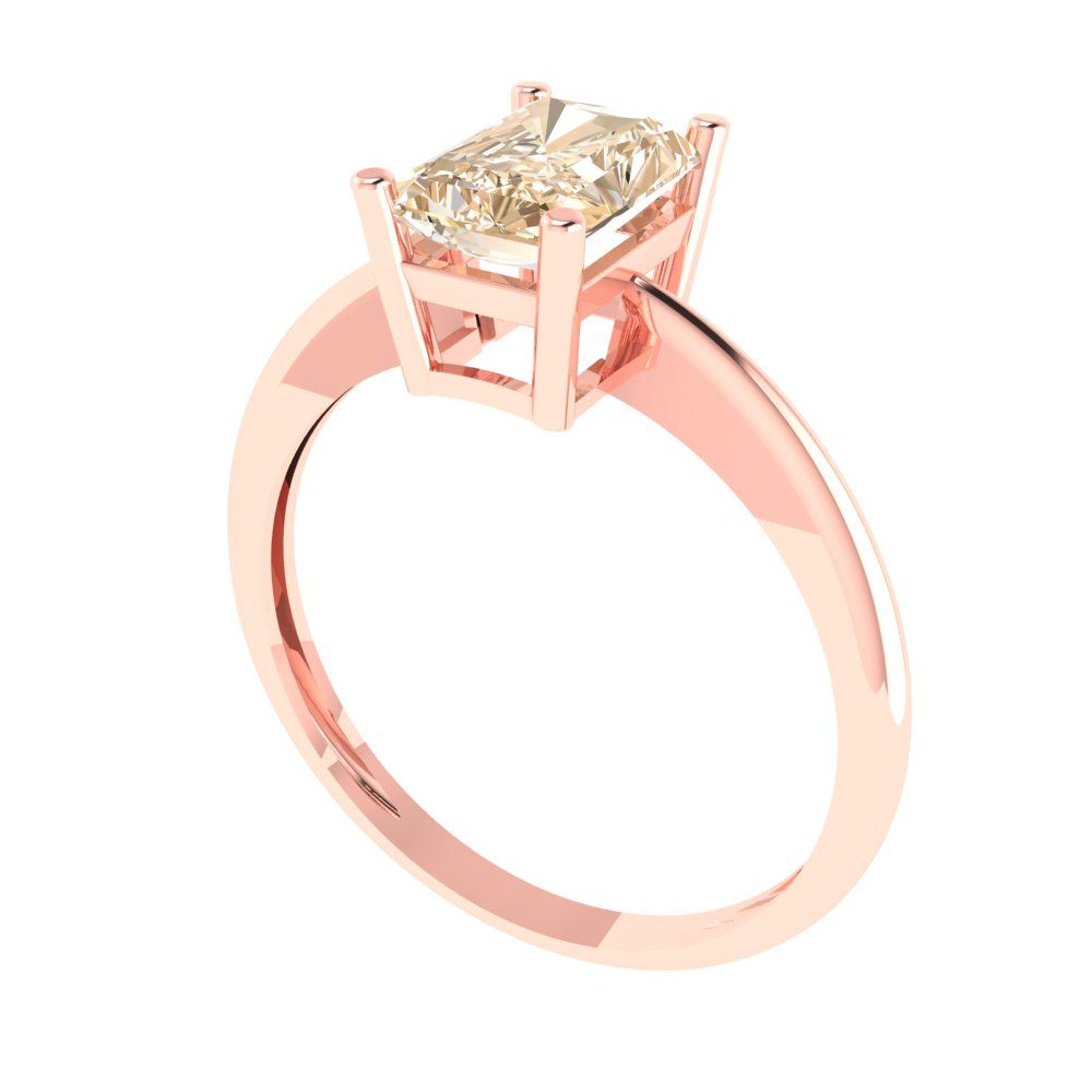 1 cttw Natural Morganite Solitaire  Engagement Ring - Solid Gold (Radiant Cut,7x5mm)