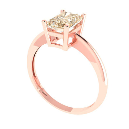 1 cttw Natural Morganite Solitaire  Engagement Ring - Solid Gold (Radiant Cut,7x5mm)