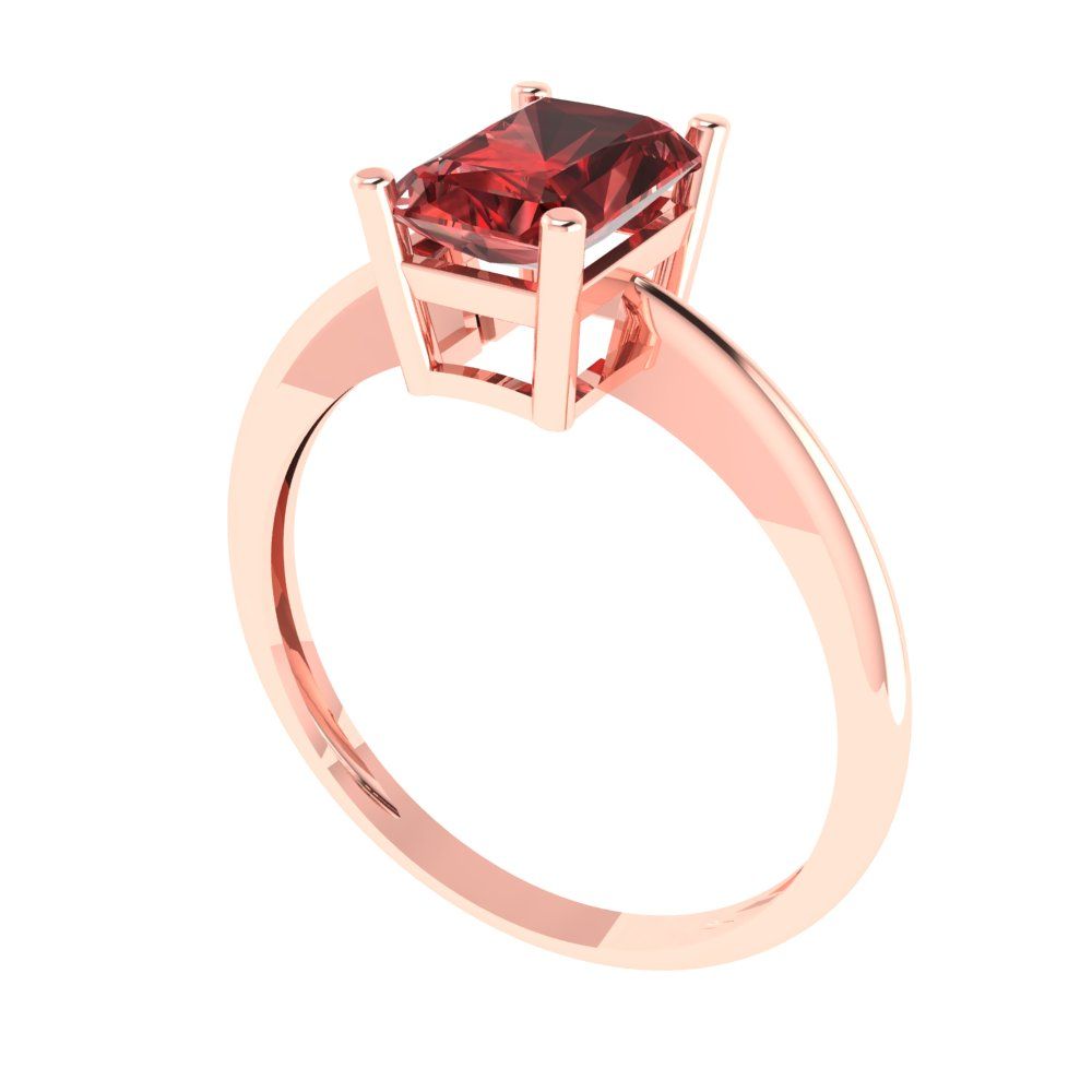 1 cttw Natural Garnet Solitaire  Engagement Ring - Solid Gold (Radiant Cut,7x5mm)
