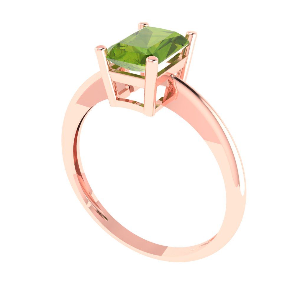 1 cttw Natural Peridot Solitaire  Engagement Ring - Solid Gold (Radiant Cut,7x5mm)