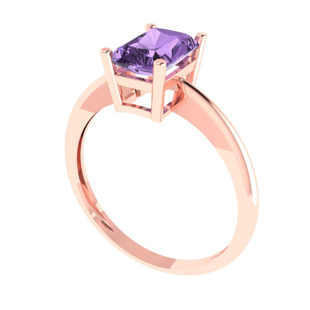 1 cttw Simulated Alexandrite Solitaire  Engagement Ring - Solid Gold (Radiant Cut,7x5mm)