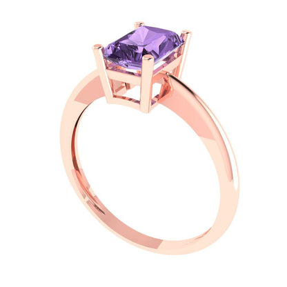 1 cttw Simulated Alexandrite Solitaire  Engagement Ring - Solid Gold (Radiant Cut,7x5mm)
