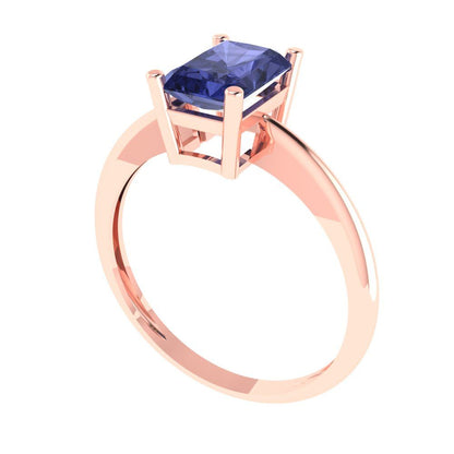 1 cttw Simulated Tanzanite Solitaire  Engagement Ring - Solid Gold (Radiant Cut,7x5mm)