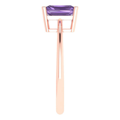 1 cttw Simulated Alexandrite Solitaire  Engagement Ring - Solid Gold (Radiant Cut,7x5mm)