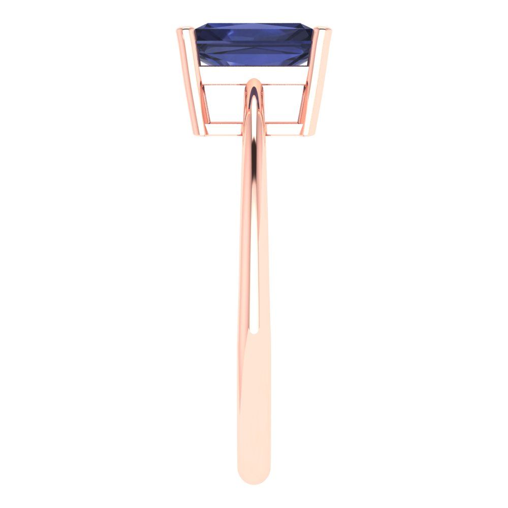 1 cttw Simulated Blue Sapphire Solitaire  Engagement Ring - Solid Gold (Radiant Cut,7x5mm)