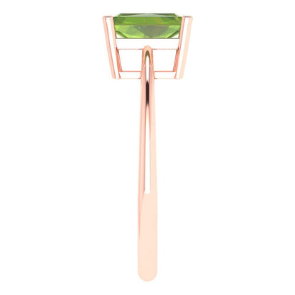 1 cttw Natural Peridot Solitaire  Engagement Ring - Solid Gold (Radiant Cut,7x5mm)