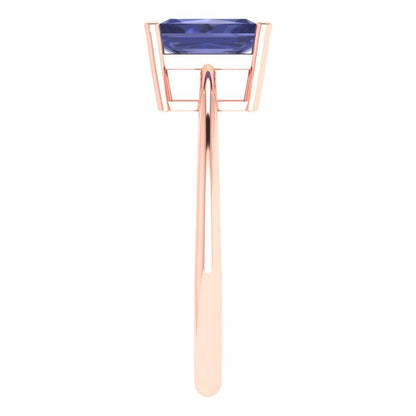 1 cttw Simulated Tanzanite Solitaire  Engagement Ring - Solid Gold (Radiant Cut,7x5mm)