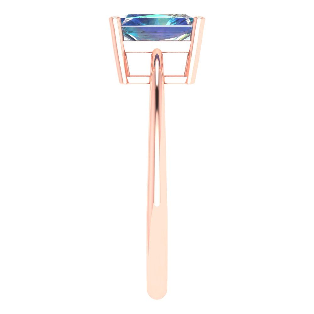 1 cttw Blue Moissanite Solitaire  Engagement Ring - Solid Gold (Radiant Cut,7x5mm)