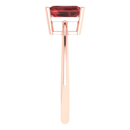 1 cttw Natural Garnet Solitaire  Engagement Ring - Solid Gold (Radiant Cut,7x5mm)