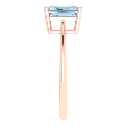 1 cttw Zirconia Simulated Blue Diamond Solitaire  Engagement Ring - Solid Gold (VVS1, Radiant Cut,7x5mm)