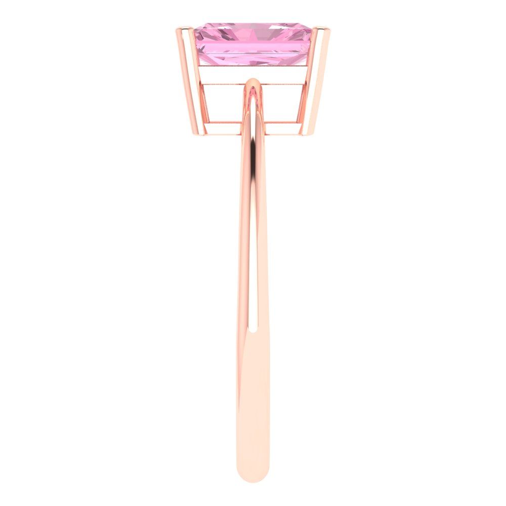 1 cttw Zirconia Simulated Pink Diamond Solitaire  Engagement Ring - Solid Gold (VVS1, Radiant Cut,7x5mm)